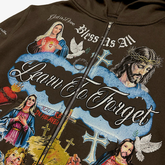 Heaven Zip-Up Hoodie - Brown
