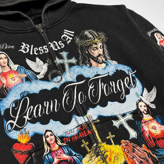 Heaven Zip-Up Hoodie - Black