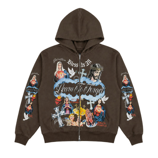 Heaven Zip-Up Hoodie - Brown