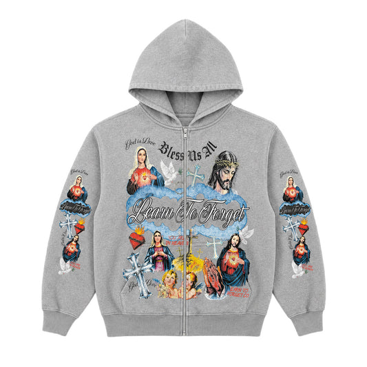 Heaven Zip-Up Hoodie - Grey