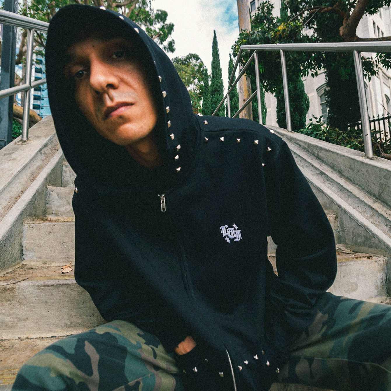 Punk Stud Zip-Up Hoodie