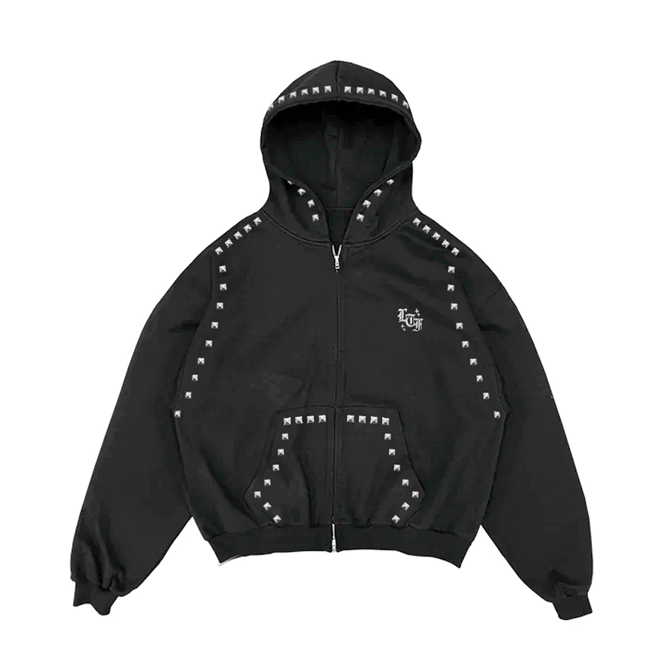 Punk Stud Zip-Up Hoodie