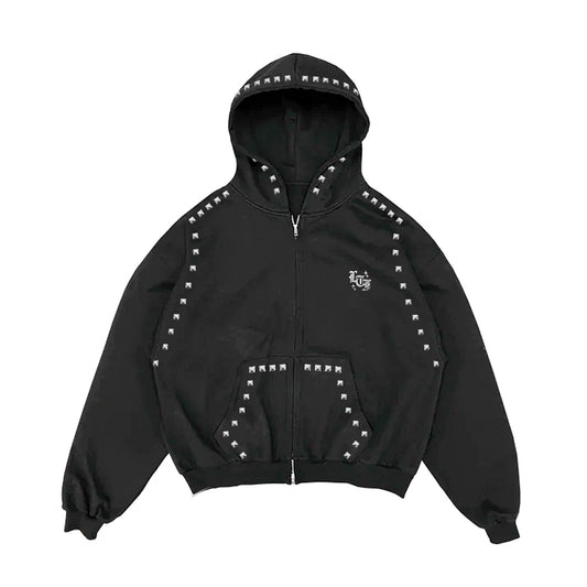 Punk Stud Zip-Up Hoodie