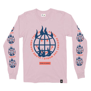 Against The World L/S Tee (Pink) - Smiley X LTF Collab
